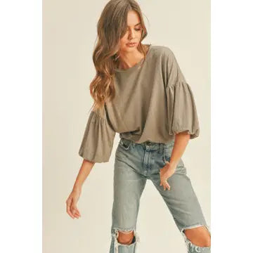 Riley Bubble Sleeve Rayon Top