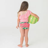 Flamingo Frenzy One Shoulder Ruffle Tankini