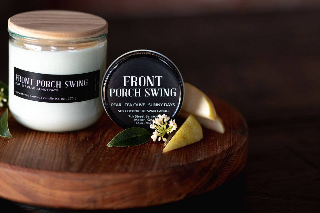 Front Porch Swing Candle, Pear & Tea Olive, Soy Candle