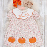 Thankful Pumpkin Embroidered Dress
