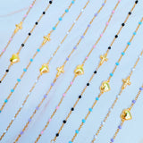 Dainty Color Dots Chain Cross Bracelet: Black