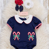 Candy Cane Munchers Embroidered Romper