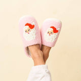 Fuzzy Slippers | Santa Pink