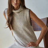 Knit Sweater Turtle Neck Sleeveless Bodycon Maxi