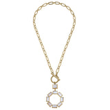 Halston Mother of Pearl Toggle Necklace in Worn Gold