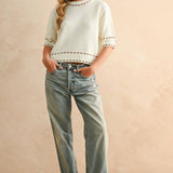 Stitch Effect Detail Short Sleeve Top
