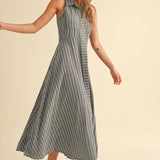Striped Button Down Shirt Dress
