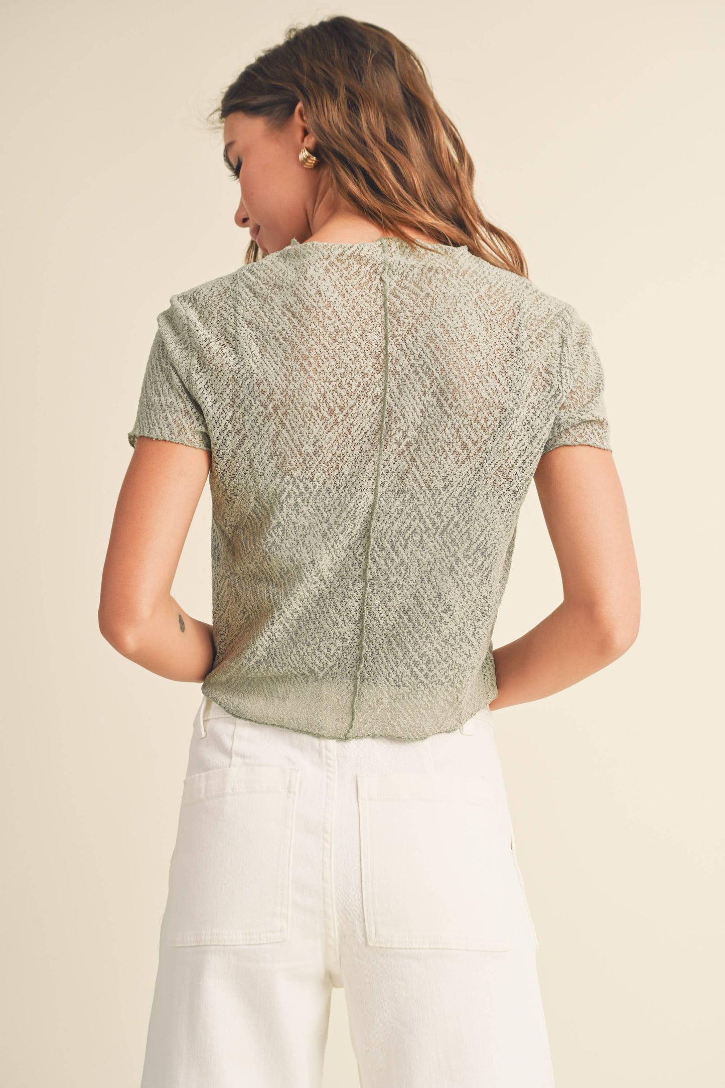 Patterned Fabric Top with Tank Top | Sage