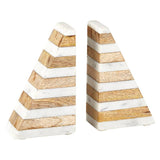 Marble And Wood Bookends