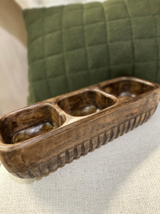 Wooden Serving Container | 3 compartments