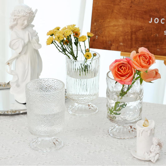 Clear Embossed Glass Vase