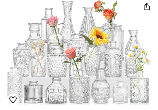 Clear Glass Bud Vases | Assortment of Sizes