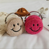 Smiley Face Plush Kids Children Handbag Purse