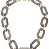 Mallory Marbled Resin Linked Necklace: Grey