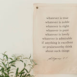 Philippians 4:8 Banner Wall Hanging Tapestry