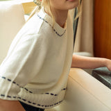 Stitch Effect Detail Short Sleeve Top