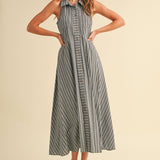 Striped Button Down Shirt Dress