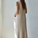 Knit Sweater Turtle Neck Sleeveless Bodycon Maxi