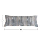 Cotton Printed Oversized Lumbar Pillow with Embroidery