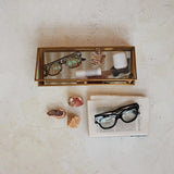 Decorative Mirrored Brass Box, Antique Finish
