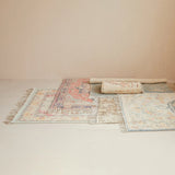 Cotton Chenille Distressed Print Rug w/ Fringe