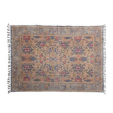 Cotton Chenille Distressed Print Rug with Fringe
