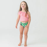 Flamingo Frenzy One Shoulder Ruffle Tankini