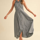 Striped Button Down Shirt Dress