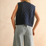 Tie Front Cable Knitted Vest