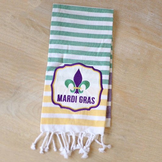 Fleur Stripe Mardi Gras Hand Towel