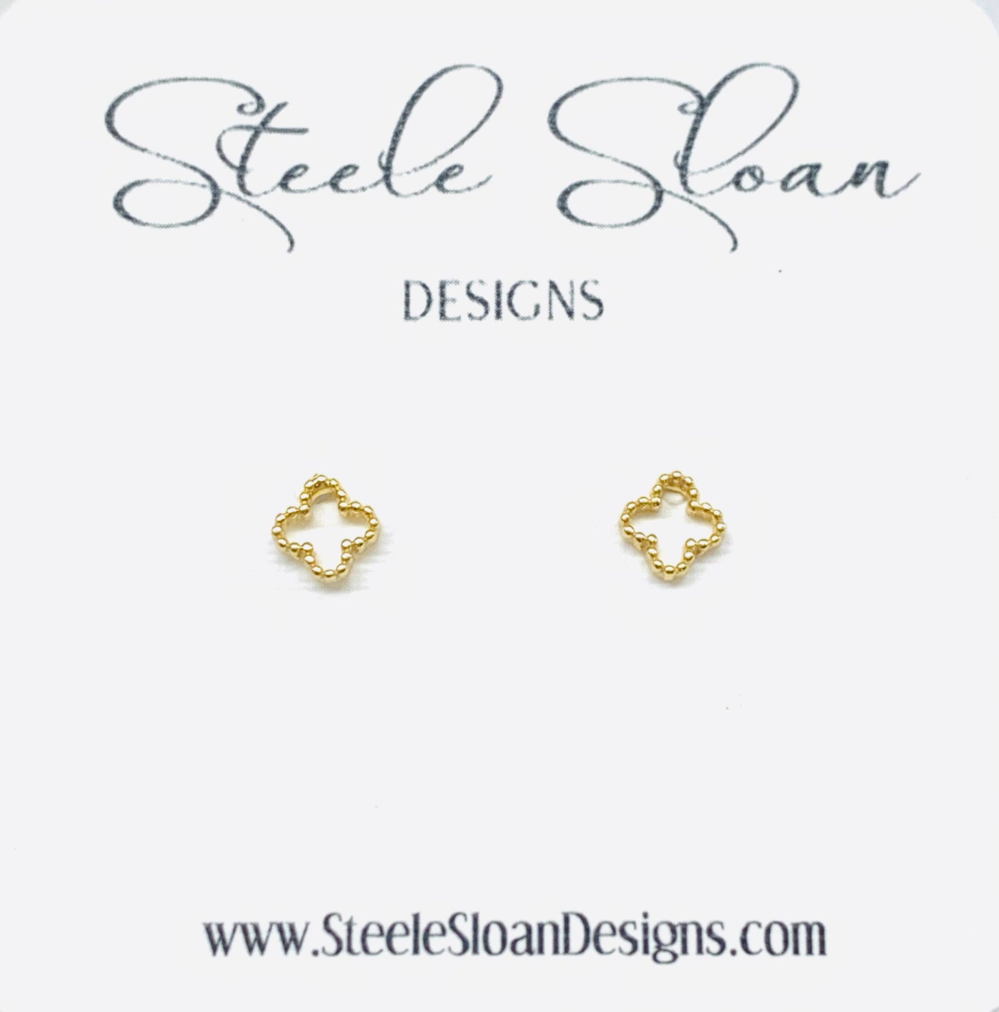 Tiny Open Clover Earrings in Gold Stainless Steel