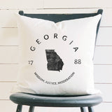Georgia Badge & Motto - Cotton Canvas Pillow
