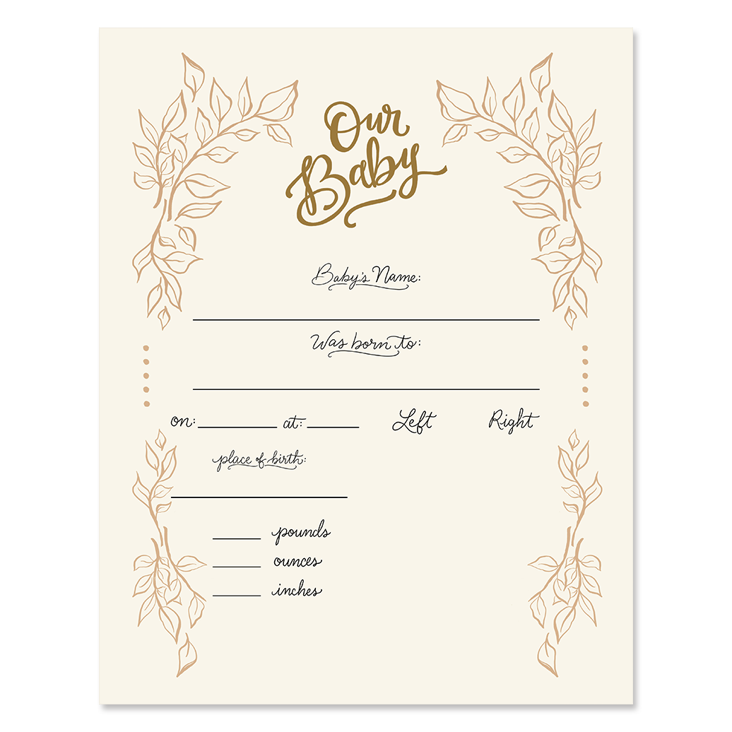 Fill In The Blank Baby Birth Stats - Neutral