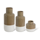 White Bottom Tan Speckled Ceramic Vases | 3 sizes