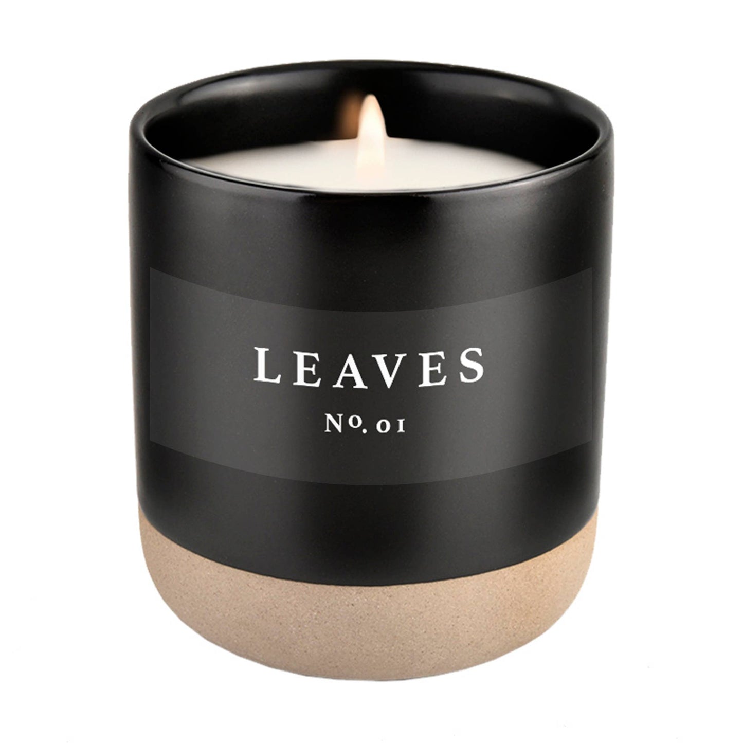 Leaves Soy Candle - Black Stoneware Jar - 12 oz