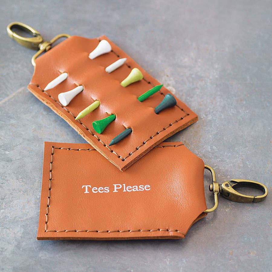 Tan Golf Tee Holder "Tees Please"