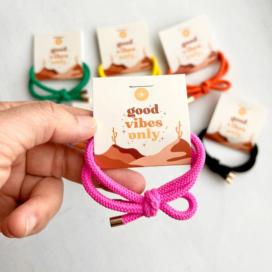 Thank You Gifts "Good Vibes" Boho Shoelace Elastic Hair Tie: Assorted