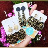 Gameday Black & Gold Burst Earrings