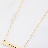 Hope Breast Cancer Bar Necklace GOLD