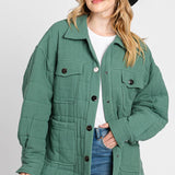 QUILTED PUFFER COTTON JACKET || SAGE GREEN