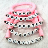 Pink Breast Cancer Awareness Heishi Beaded Stretch Bracelets