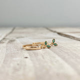Gold Huggies - Tiny Green Leaves
