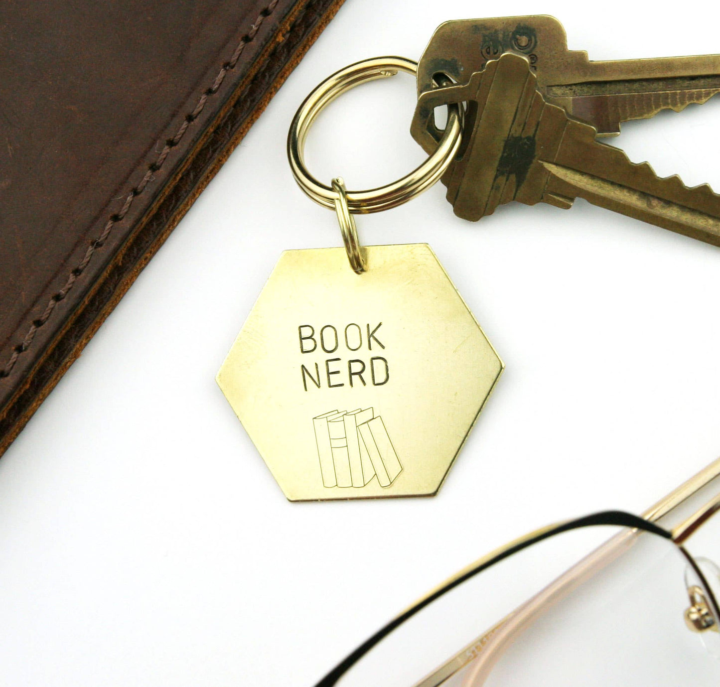 Book Nerd - Stamped Keychain