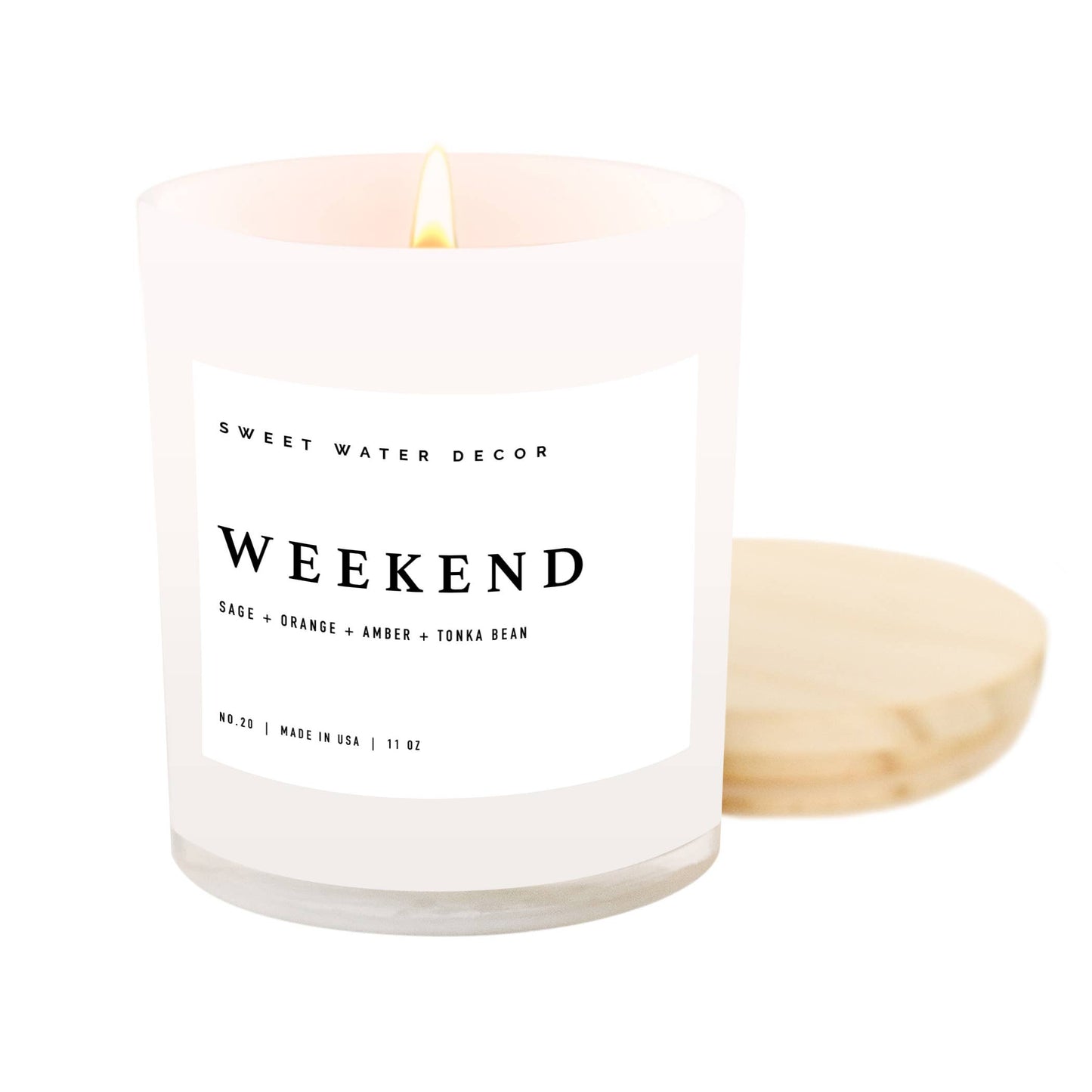 Weekend Soy Candle | White Jar Candle + Wood Lid