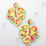 West Monroe Green Embellished Palm Earrings