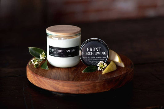 Front Porch Swing Candle, Pear & Tea Olive, Soy Candle