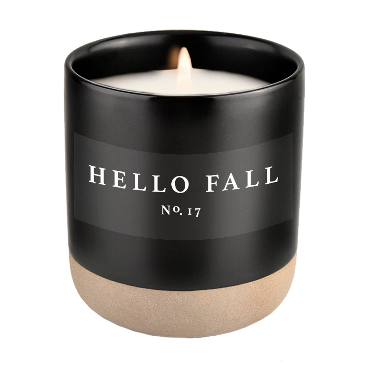 Hello Fall Soy Candle - Black Stoneware Jar - 12 oz