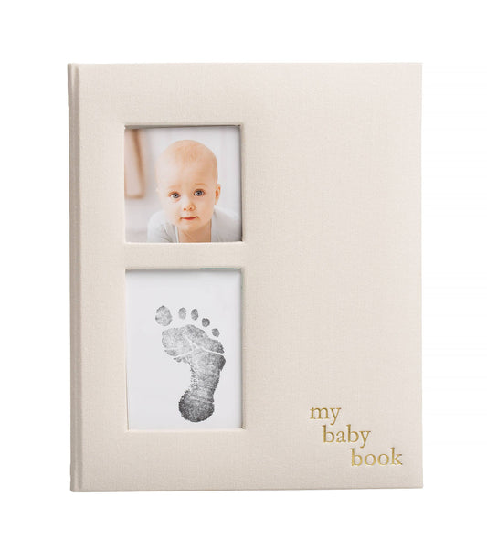 Linen Baby Memory Book and Ink Kit, Ivory