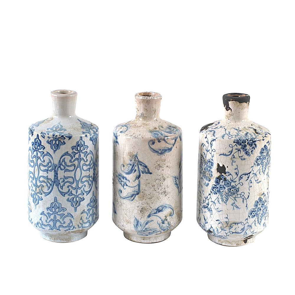 Terra-cotta Vase w/ Transferware Pattern