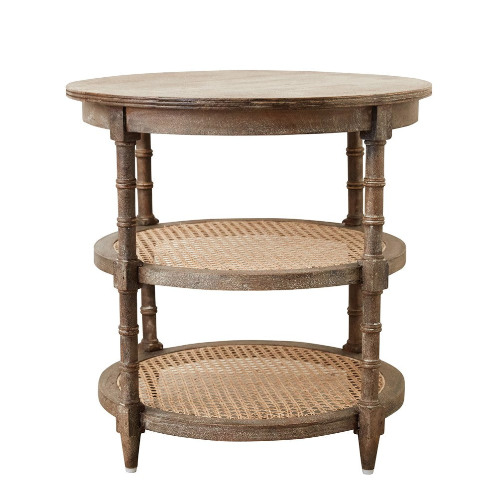 Mango Wood Table w/ Cane Shelves